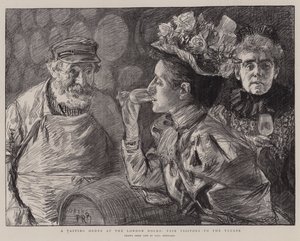 Een proefbestelling in de Londense dokken, eerlijke bezoekers van de kelders
